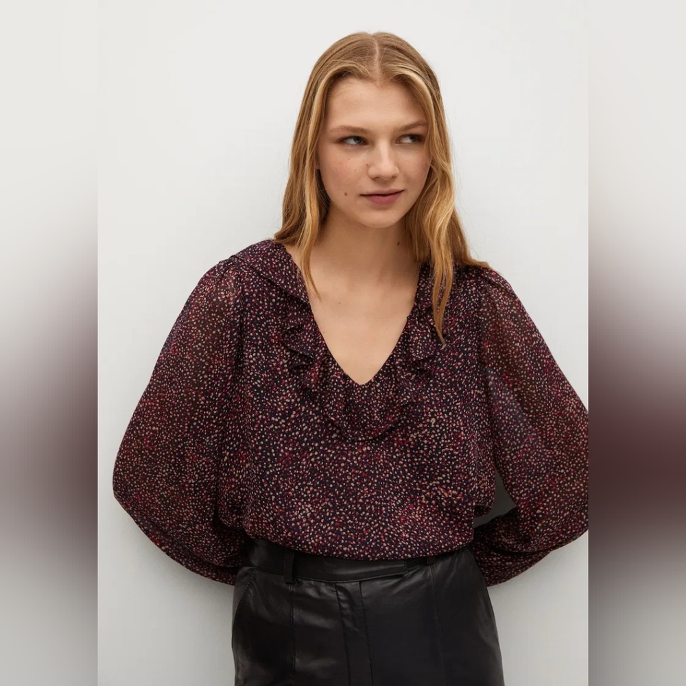Mango Ruffled Neck Blouse - Picture 4 of 7